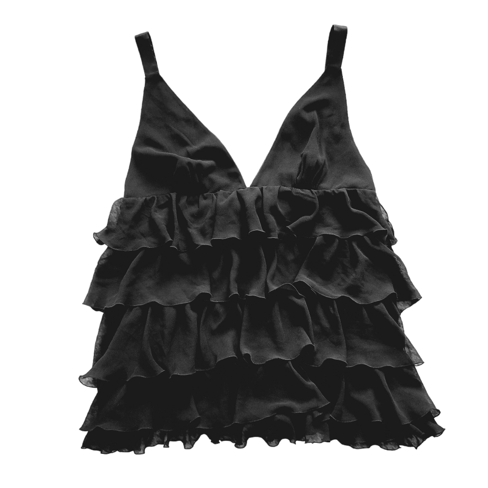 VICTORIA'S SECRET black ruffle tiered babydoll camisole